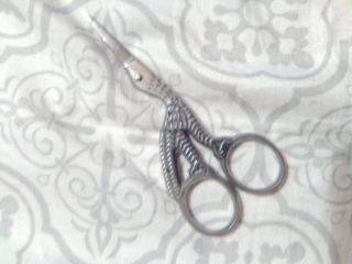 Antique Crane Bird Needlepoint Sewing Scissors 3.  5 