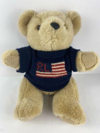 Vintage Ralph Lauren Polo Sport Teddy Bear Plush 1996 Rare American Flag Sweater