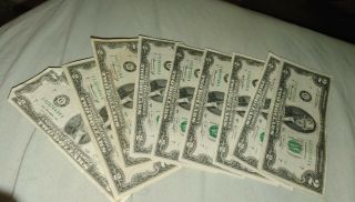 9 Rare Discontinued $2 Two Dollar Bills U.  S.  Print Money G Series 1976 2003 2013