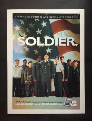 U.  S.  Army National Guard Lenticular Soldier Recruiting Poster Rare