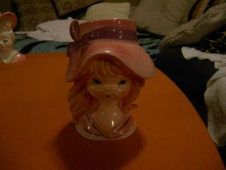 Rare Vintage Inarco E - 2520 Head Vase/pink W/red Hair
