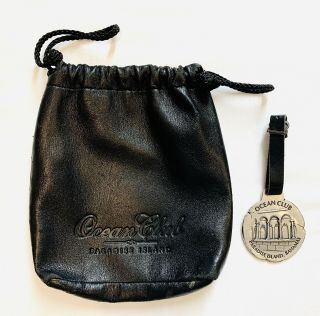 Rare Vintage Ocean Club Paradise Island Medallion Golf Bag Tag Bahamas W/ Pouch