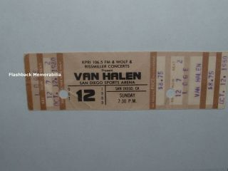 Van Halen 1980 Full Concert Ticket San Diego Sports Arena David Lee Roth Rare