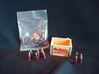 Vintage Dollhouse Miniatures Dr.  Pepper Crate And Bottles