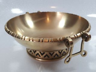 Vintage Brass Bowl Art Deco Two Handled Console Bowl Centre Piece Solid Heavy