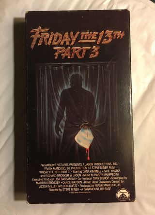 Friday The 13th Part 3 Vhs Very Rare Horror Jason 1982
