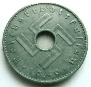 (772) Ultra Rare German 3rd Reich 1940 A - 10 Reichspfennig Wwii Coin