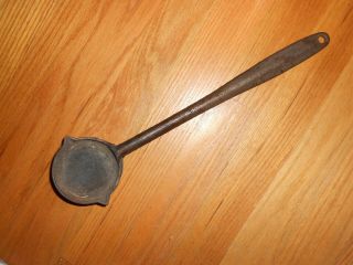 Antique Large 14 1/2 " Cast Iron Spoon Ladle Blacksmith Smelting Tool
