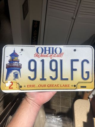 Rare Ohio “erie.  Our Great Lake” License Plate Lighthouse 919lfg