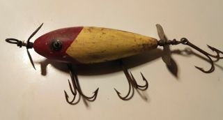 Vintage Antique Wooden Minnow Type Fishing Lure.  5 1/2 " Long