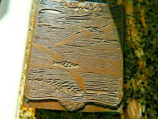 Detailed Antique Copper And Wood Print Block - - Seagulls And Waves