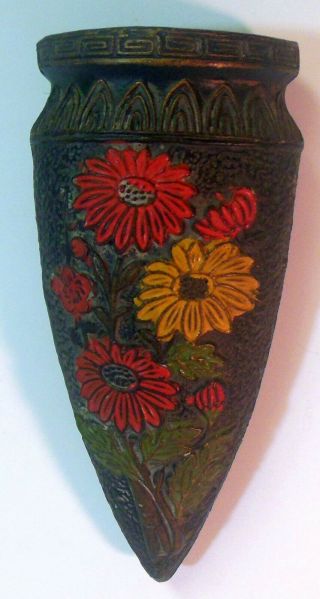 Antique Japan Flower Wall Pocket Vase Ceramic Art Pottery Asian