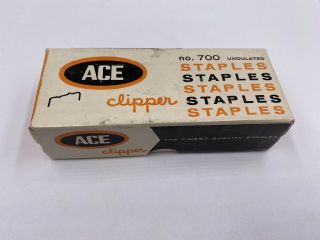Vintage Ace Clipper Staples No.  700 Undulated Box Antique Office Supplies