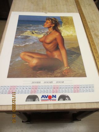 Vintage Advertising Calendar 1992 Nude Pin Up Girl Full 12 Month Avon Tire Rare
