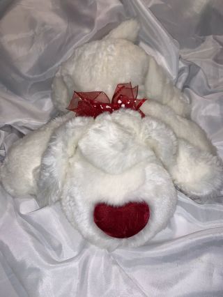 Dan Dee Puppy Dog Plush 19 " White Red Red Ears Heart Nose Valentine 