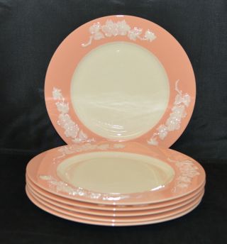 Six Rare Lenox Coral Apple Blossom Dinner Plates (green Backstamp) - Very Good,