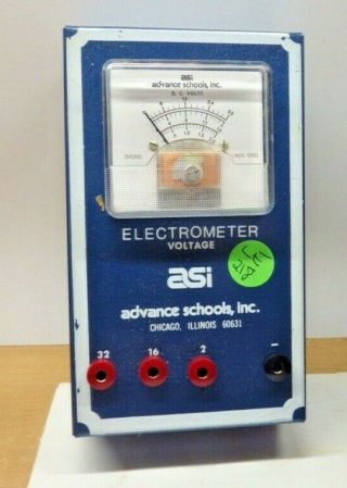 Vintage Electrometer Volt Meter Asi - Advance Schools Inc Electronic Testing Tool