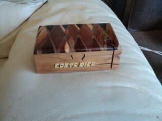 Vintage Hand Made Wood Inlayed Wooden Puzzle Trinket Box From Costa Rica