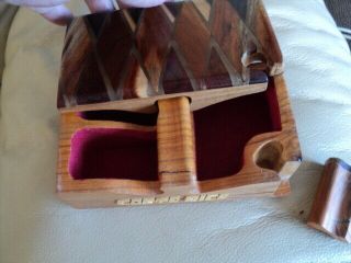 Vintage Hand Made Wood Inlayed Wooden Puzzle Trinket Box From Costa Rica 3