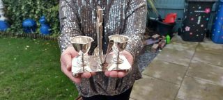 An Antique Silver Plated 2 Egg Cup Set With Spoons And Stand.  1930.  S