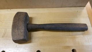 Antique Wooden Mallet Hammer Primitive Carpenter Tool Wood Woodworking Farmhouse