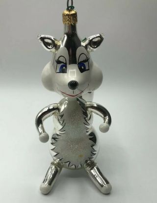 Christopher Radko Silver Squirrel Christmas Ornament 1997 Rare