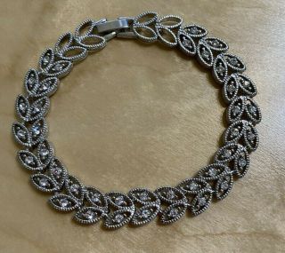 Sarah Coventry Brilliant Leaves Bracelet Antique Silver Tone 7.  5 "