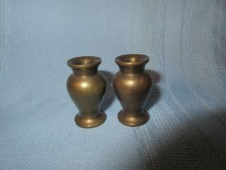 Vintage Dollhouse Brass Urns Or Vases Set Of 2 Each 1 1/2 " Tall