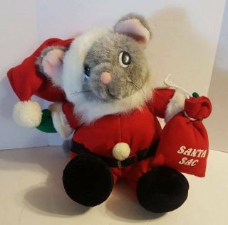 Vintage J.  C.  Penney Christmas Santa Mouse Plush 14 " With Sack
