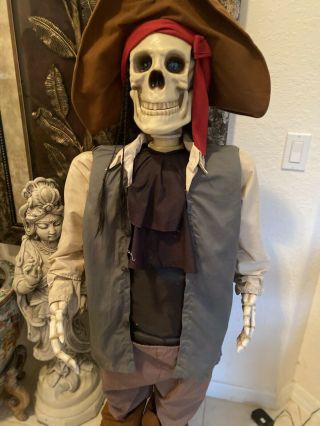 4’ Animated Pirate Skeleton Gemmy Halloween Prop Dancing Life Size Spirit Rare