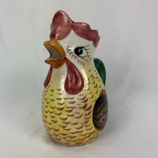 Vintage Intrada Rare Chicken Rooster Pitcher Made In Italy Artisan Hand Painted
