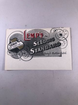 Scarce 1900s Lemp Lemp’s Standard Beer Label Antique Rare St Louis Missouri