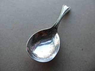 Antique Victorian Tea Caddy Spoon Silver Plate Bead And Floral Pattern