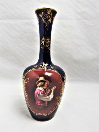 Antique Royal Vienna Austria Hand Painted Gilded Pictorial Smoker Vase 1880 