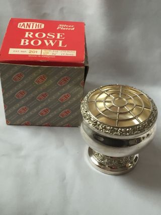 Vintage Lanthe Silver Plated Rose Bowl Made In England -