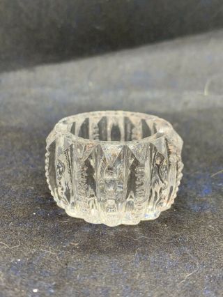 Open Salt Cellar Dip Zipper And Notch Early American Pattern Glass Antique