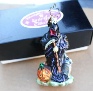Christopher Radko Grim Reaper Pumpkin Ornaments Glass Halloween Christmas Rare