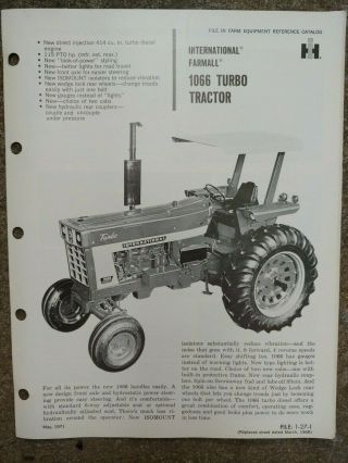 Rare Ih International Harvester Farmall 1066 Turbo Tractor Flyer