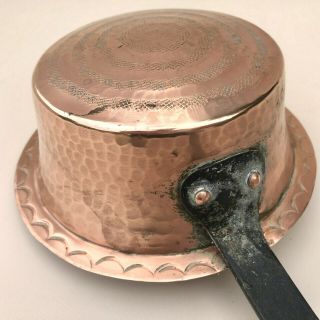 Vintage French Rustic Handmade Hammered Copper Pan,  Collectable Kitchen Metalware