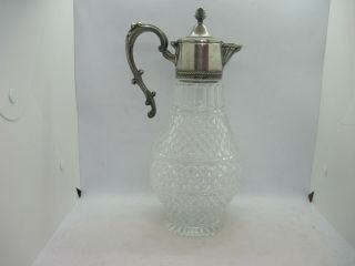 Vintage Italian Pressed Glass And Silver Plated Claret Jug