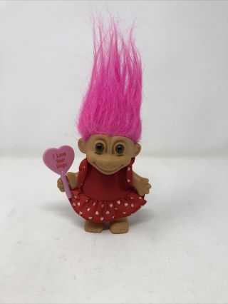 Vintage Russ Berrie And Company 18404 Valentine " I Love Your Hugs " Troll Doll