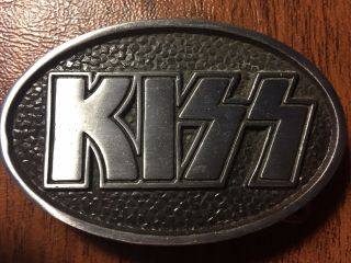 1977 Kiss Army Aucoin Management Belt Buckle Oval Logo Vintage Rare Nm
