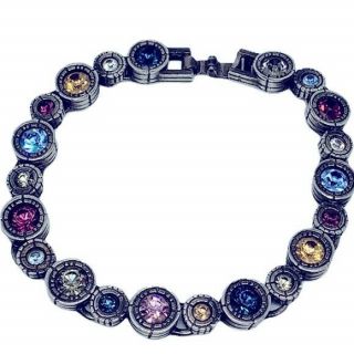 Rare Patricia Locke Artisan Jewelry Bracelet With Multicolor Swarovski Crystals