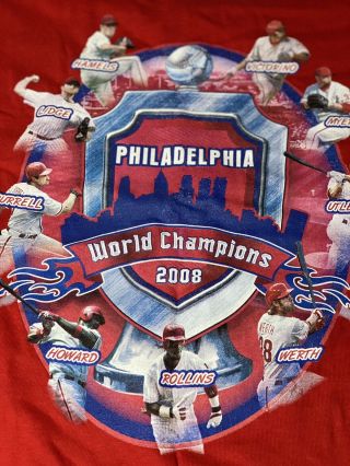 Rare: 2008 Philadelphia Phillies World Series Champions T Shirt Players Men 