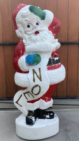 Vintage Christmas Santa Claus Noel Lighted Blow Mold 42” Tall Large Rare 1950’s