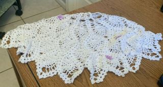 Pull Over White Snap Hand Made Lace Doll Covering Clothes Purple Flowers