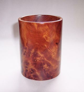 Vintage Art Deco Style Wooden Burr Burl Wood Pencil Pot Box - Lovely
