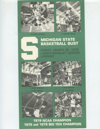 Rare 1979 National Champions " Michigan State Spartans " Basketball Bust Program
