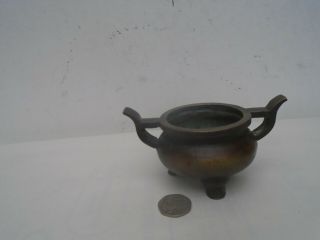 Lovely Chinese Bronze Censer / Incense Burner With Tripod Feet & Unusual Mark