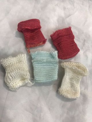 2 Pairs & 1 Single Vintage Vogue Ginny Doll Socks 2 White 2 Red & 1 Blue 1950s